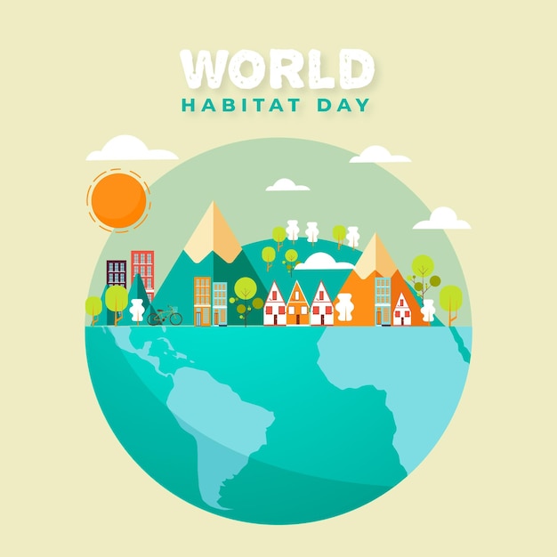 World habitat day in paper style design