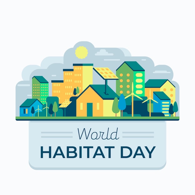 World habitat day in paper style theme