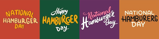 World Hamburger Day collection of text banner Hand drawn vector art