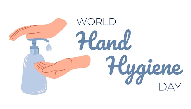 Vector world hand hygiene day horizontal banner washing hands with soap flat vector illustration