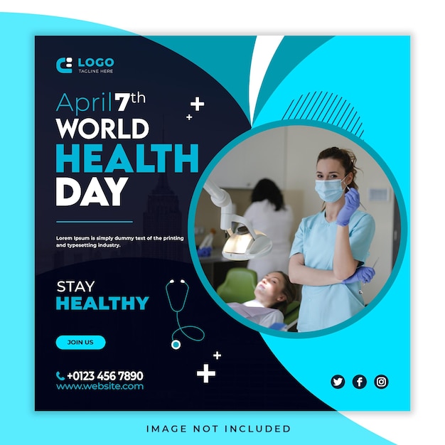 World health day 7th april premium clean social media post template