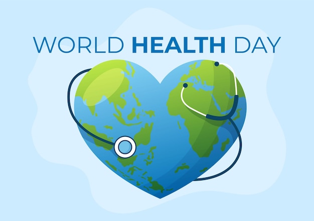 World Health Day on April 7th Illustration with Earth and HealthCare for Web Banner or Landing Page