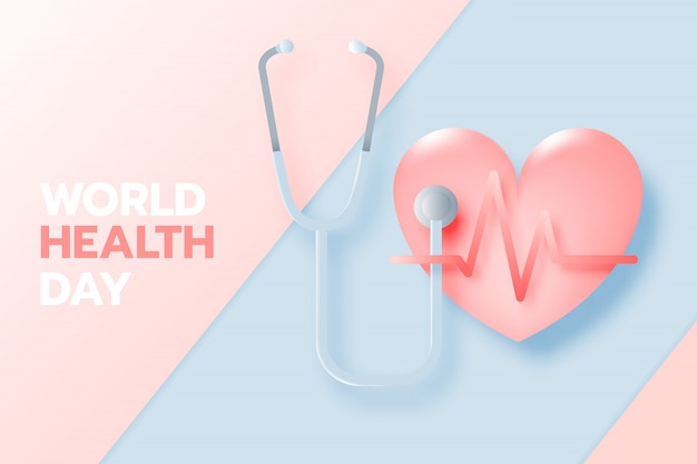 Vector world health day banner in paper art style
