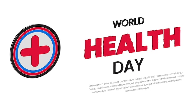Vettore banner della giornata mondiale della salute con stetoscopio e mappa del mondo illustrazione vettoriale