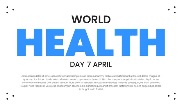 World Health Day banner with stethoscope and world map Vector illustration