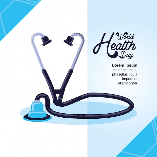 Vector world health day card with stethoscope