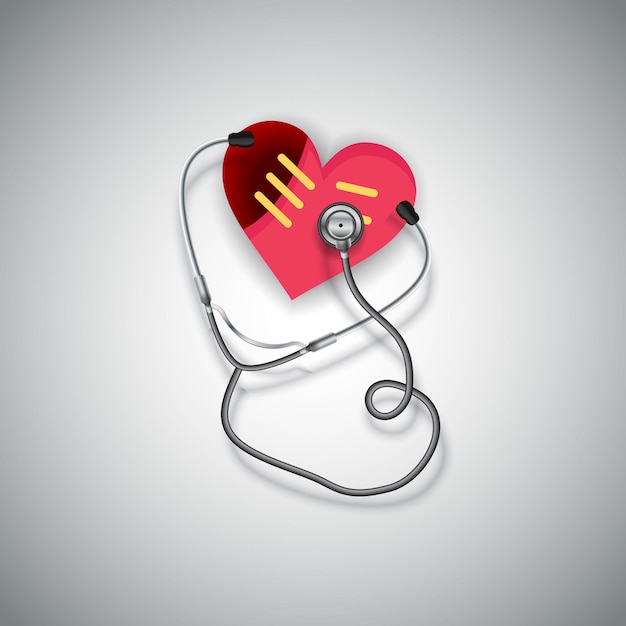 World health day concept heartbeat and stethoscope for healthcare and medical vector illustration