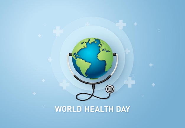 World health day concept ,paper art and digital craft style.