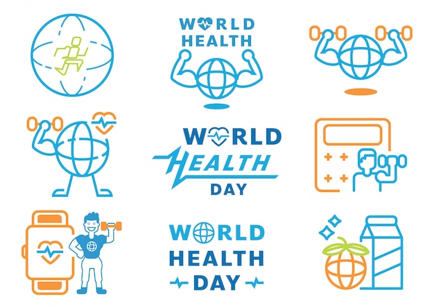 Всемирный день здоровья графический элемент со словом дизайн
