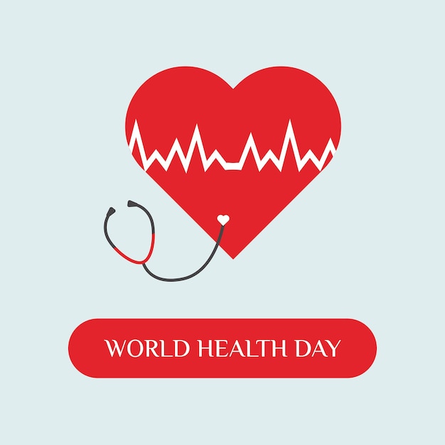 ベクトル 世界保健デー - 心臓の心臓図とステトスコープ - ベクターエイプス10