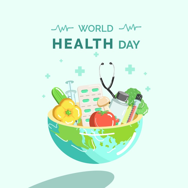 Вектор Баннер иллюстрации всемирного дня здоровья