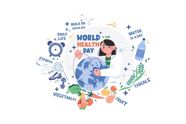 World Health Day Illustration concept on white background