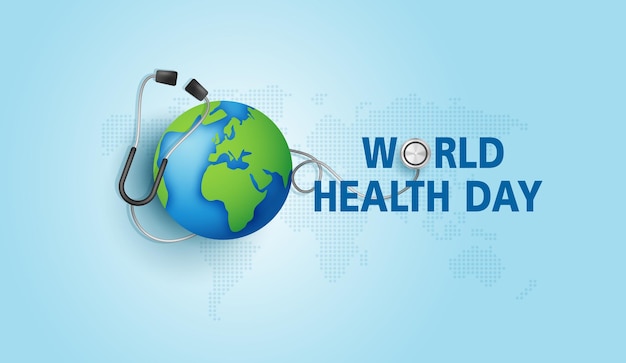 Vector world health day is a global health awareness day celebrated every year on 7th april health care medical science with icon digital technology world concept modern business vector design