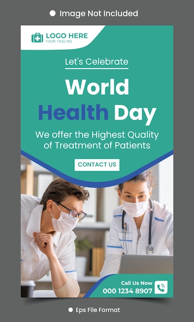 World health day roll up banner design template premium vector