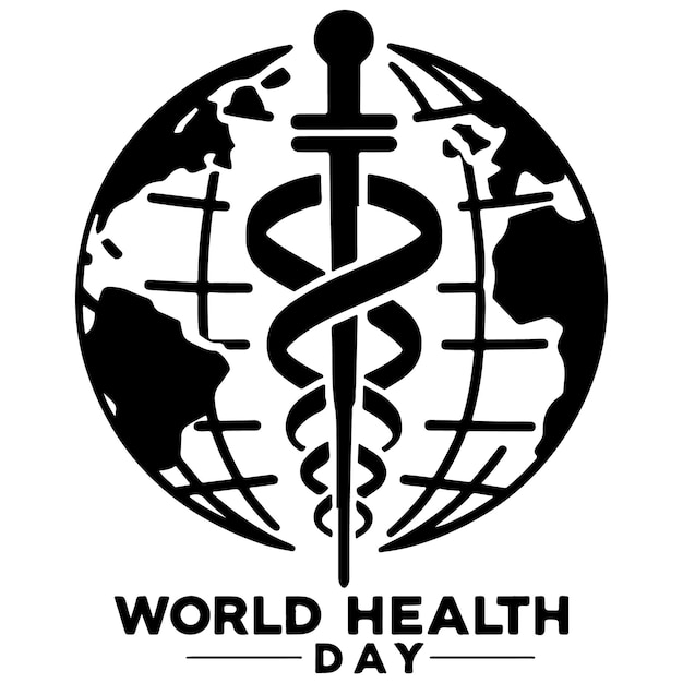 世界健康デーのシルエットベクトル