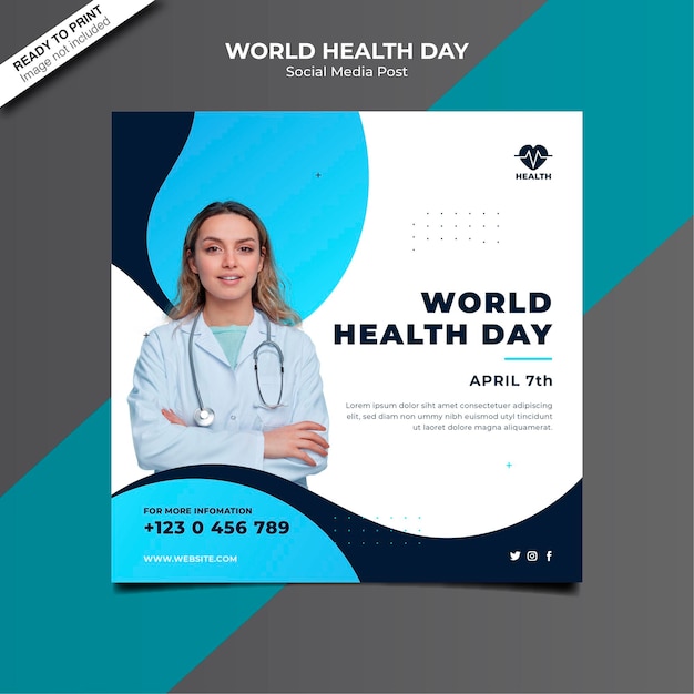 Vector world health day square flyer