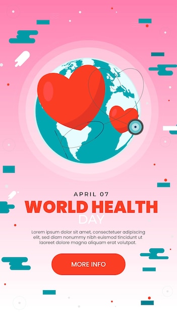 Вектор Дизайн наклейки и фонового плаката всемирного дня здоровья