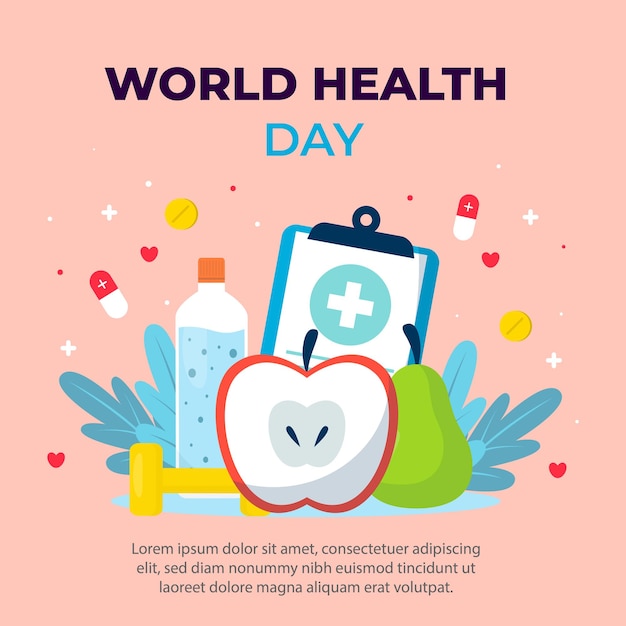 Vector world health day sticker and background poster design