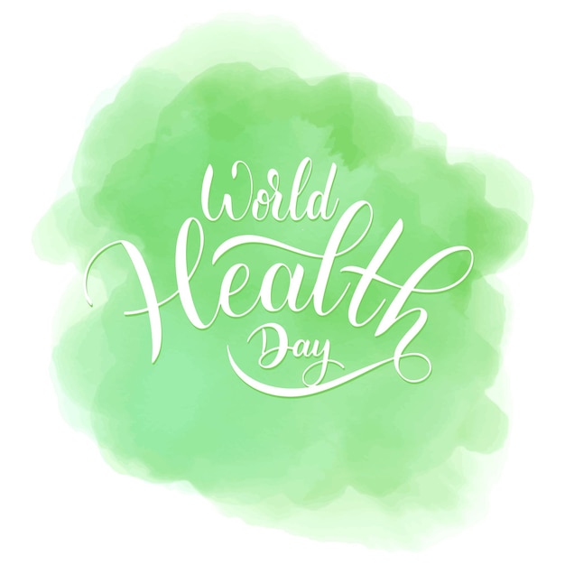 Текст Всемирного дня здоровья. Рисованной надписи. Типографский знак