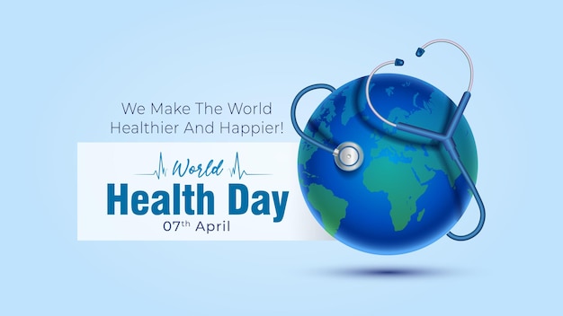 Vector world health day theme design and health care doctor stethoscope