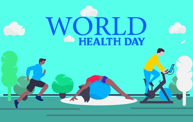 World health day with people doing exercise