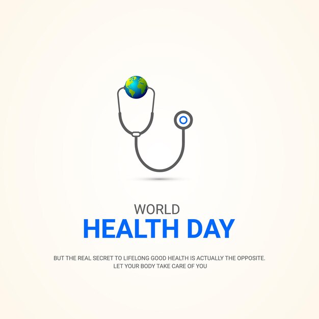 World Health Day world globe with stethoscope free vector