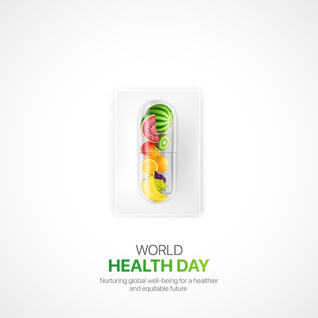 world health day world health day creative ads design April 7 social media poster vector 3D illustration