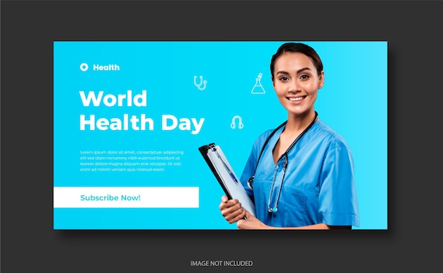 Vector world health day youtube thumbnail design template