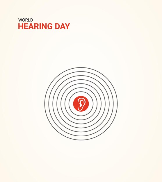 World Hearing day ear with music wave hearing day design for social media banner poster 3D