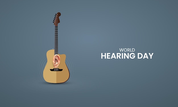 World Hearing day gutter with ear hearing day design for social media banner poster 3D