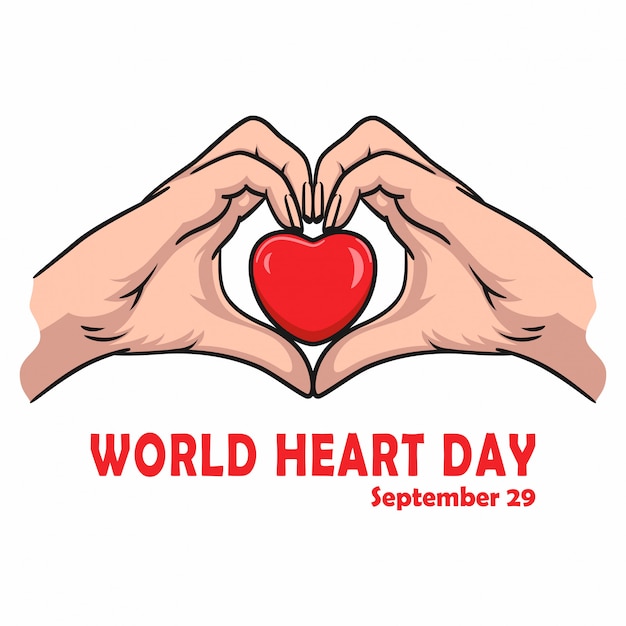 Vector world heart day banner for love and health support