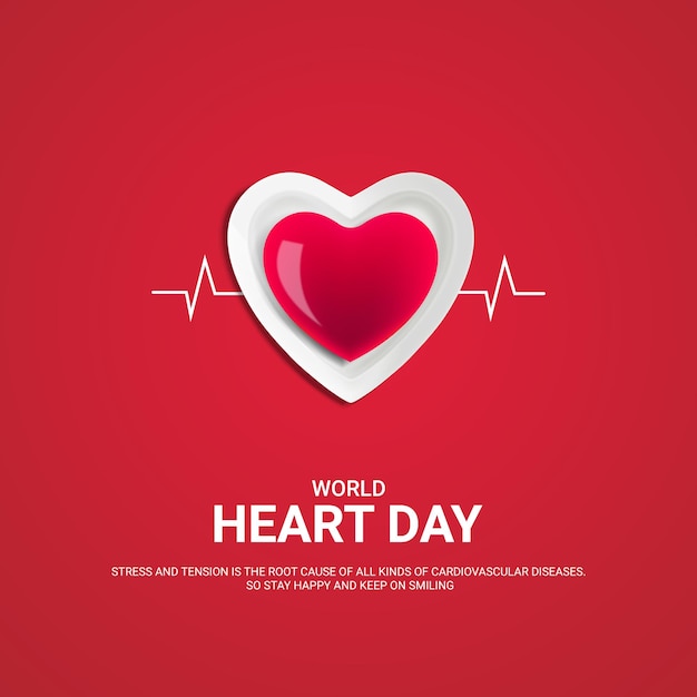 World heart day heart bit whit love free vector