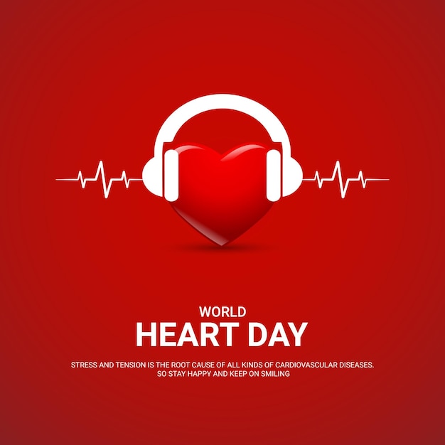World heart day heart bit whit love free vector