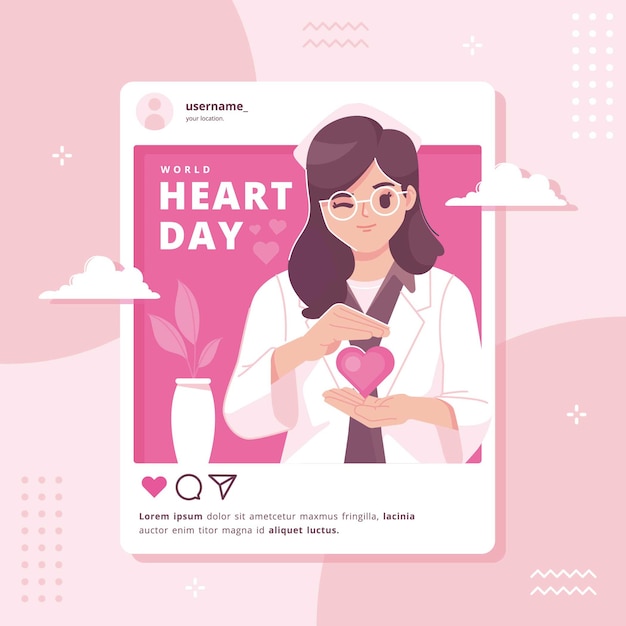 Vector world heart day illustration background