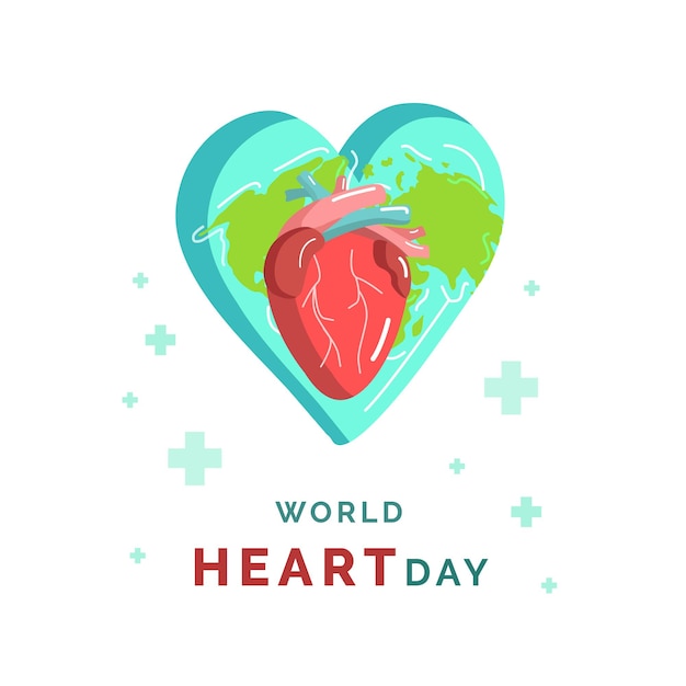 Vector world heart day illustration banner