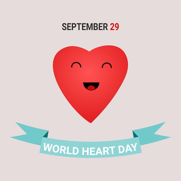 World heart day laughing healthy heart character for september 29 on a card banner or poster