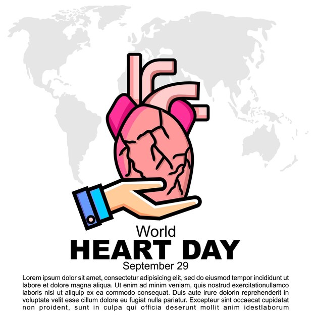 Плакат Всемирного дня сердца и вектор баннера