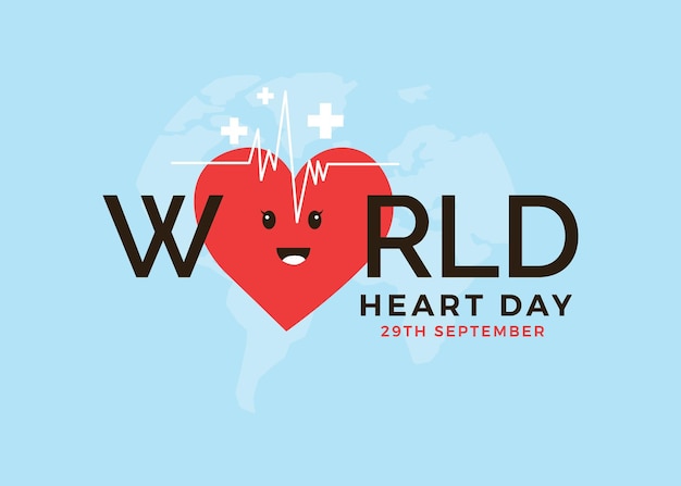 World heart day poster design with happy heart