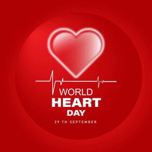 Vettore poster della giornata mondiale del cuore con il vettore di disegno del battito cardiaco