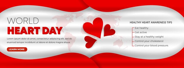 World heart day social media facebook cover template design