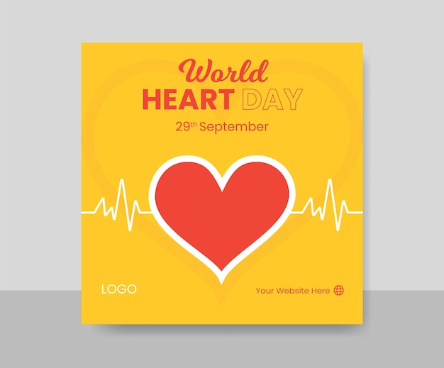 Vector world heart day social media square banner post template