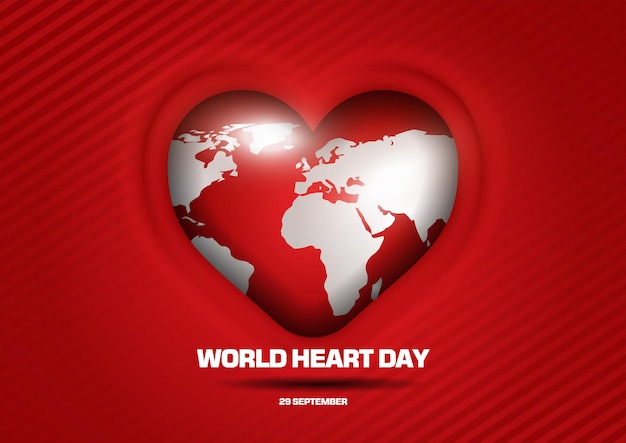 Vector world heart day with map of heart