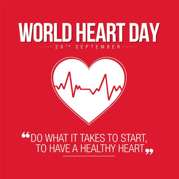 World heart day with red heart design template. world heart day template design