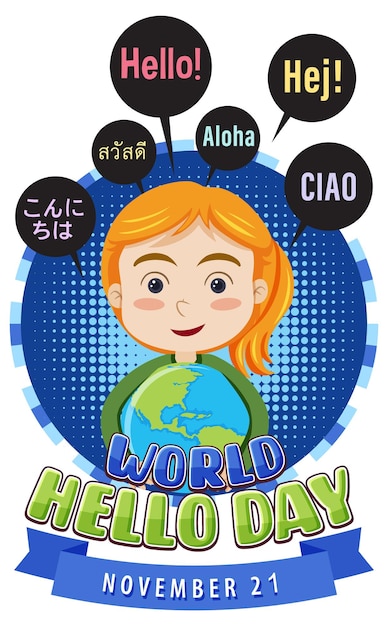 Vector world hello day poster design