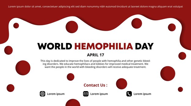 World hemophilia day banner design with cutting paper art style of bleeding