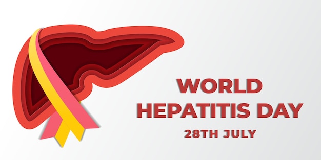 World hepatitis day horizontal banner in paper cut style