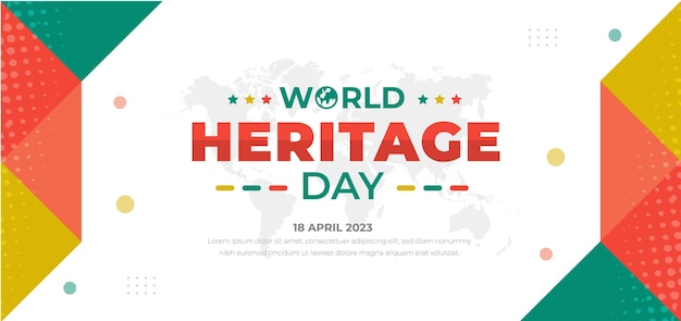 День всемирного наследия фон или шаблон дизайна баннера, отмечаемый 18 апреля