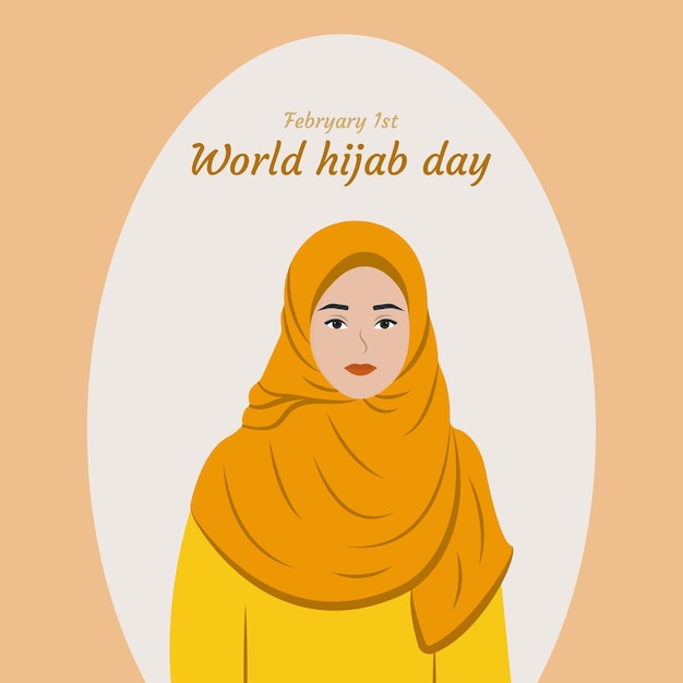 World Hijab Day Cute girl in hijab Vector illustration