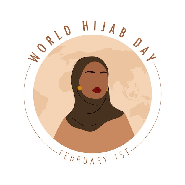 Vector world hijab day faceless female portrait