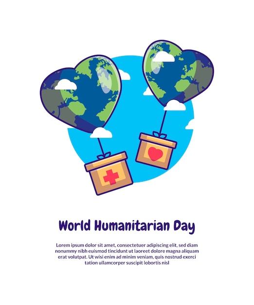 World humanitarian day cartoon vector illustrations. world humanitarian day icon concept isolated premium vector